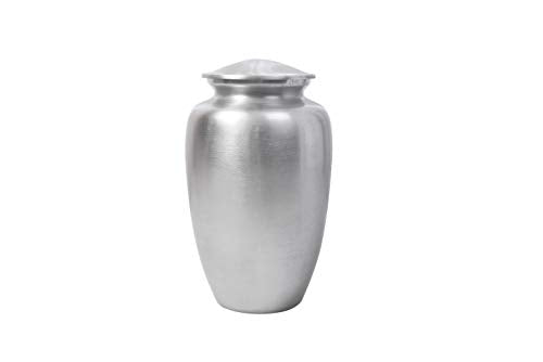Lightnpro Decorative Cremation Urn for Human Ashes - Beautiful Elegant Hand Engraved Funeral Memorial with Secure Screw-Top Lid for Your Loved Ones Remains with Elegant Finish- 10 Inch Silver - size: 10" Plain