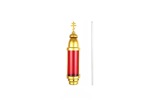 Orthodox Cross Candle Holder for Grave, Cemetery Memorial Light with Spike