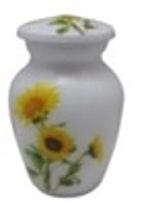 Sunflower Cremation Urn with Velvet Bags and Custom Engraving (Keepsake) - size: Keepsake