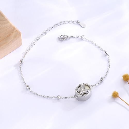 MANBU Sterling Silver Cremation Bracelet for Ashes - style: butterfly urn bracelet