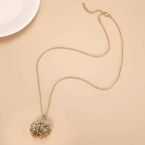 Sunflower Cremation Urn Jewelry For women - color: Gold