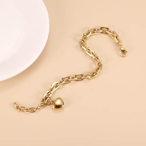 Heart Cremation Bracelets For Ashes Of Loved Ones Memorial Urn Bracelet For Women Stainless Steel Keepsake Jewelry - color: Gold