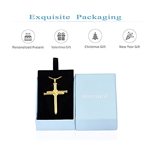 Imrsanl Cremation Jewelry Nail Cross Urn Necklace Pendant - color: Gold