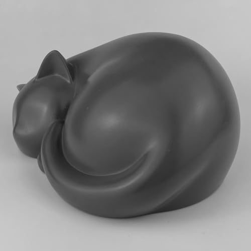 Sleeping Cat Memorial Urn, Cremation Keepsake (Gray) - color: Gray