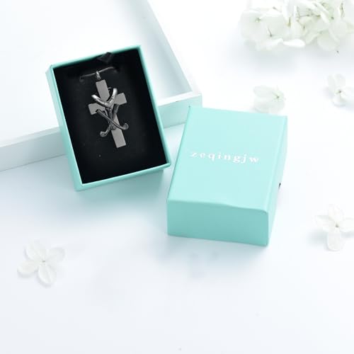 zeqingjw Cross Urn Necklace for Ashes for Men Women Stainless Steel Cremation Golf Clubs Jewelry Ashes Keepsake Memorial Pendant Ash Holder of Loved Ones - color: Black
