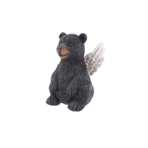 The Bridge Collection Black Bear Angel Figurine – Faith Animal Memorial | Hand-Painted Inspirational Animal with Angel Wings Indoor & Outdoor Cabin & Home Decor
