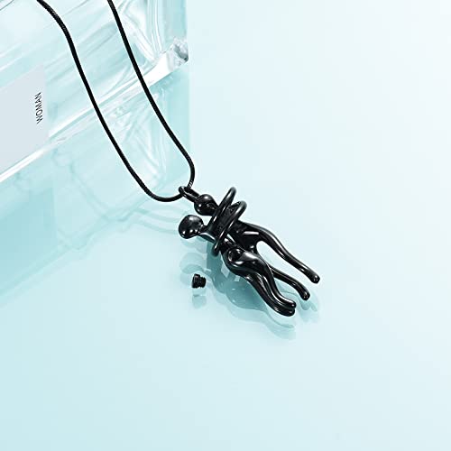 Cremation Jewelry with Angel Lady Stainless Steel Urn Necklace Pendant Memorial Ashes Keepsake for Women Girls, Filling Kit Included - color: Couple-Black