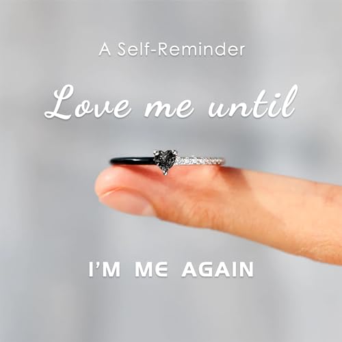 Love Me Until I'M Me Again Black Heart-Cut Half Enamel Ring, Heart Self-Love Ring, Jewelry Birthday Gifts for Women, Daughter, Wife, Friends - color: White