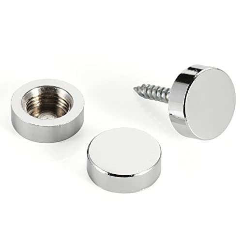 20 PCS Screw Covers Caps (Solid Brass Construction) Mirror Screws Fasteners, Sign Advertising Hardware, 3/5" Diameter, Chrome - color: Chrome (20 PCS)
