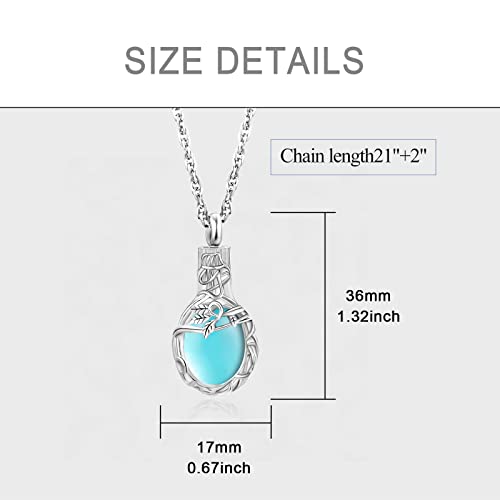Gredstar Tree of Life Urn Necklace for Ashes, Birthstone Memorial Pendant | Teardrop Design, Love Symbol Detail, 12 Birthstone Colors, Stainless Steel, Ashes Holder, Funnel Kit Included - color: December