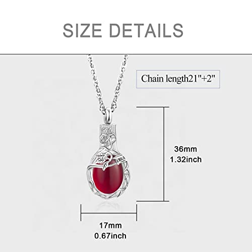 Gredstar Tree of Life Urn Necklace for Ashes, Birthstone Memorial Pendant | Teardrop Design, Love Symbol Detail, 12 Birthstone Colors, Stainless Steel, Ashes Holder, Funnel Kit Included - color: January