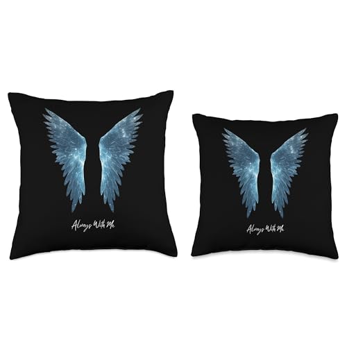 “Always with Me, Memorial, Grief, Loss, Remembrance, Angel Throw Pillow - size: 18x18