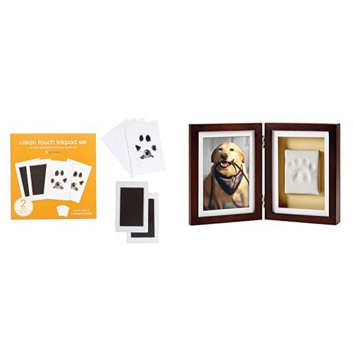 Pearhead Pet Keepsake Essentials Bundle - Clean-Touch Ink Pad & Paw Print Photo Frame with Clay Kit
