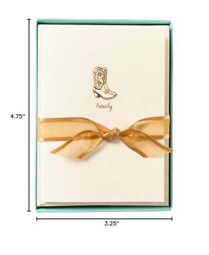 Graphique Cowgirl Boots Cards, Pack of 10 Cards with Envelopes, All Occasion Greetings, Blank Inside, Gold Foil Embossing, La Petite Press Collection Boxed Set, 3.25" x 4.75" - color: Cowgirl Boots
