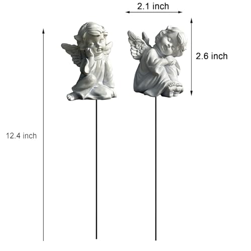 OwMell Set of 2 Decorative Angel Garden Stakes, Angel Memorial Garden Decor - style: Angels