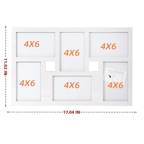4x6 Collage Picture Frame Family Photos Display - 6 Openings White - color: White, size: 6 Opening