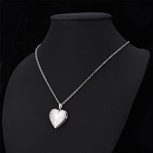 2 Pcs Locket Necklace that Holds Pictures Stainless Steel Locket Pendant Necklace Memory Photo Pendant Necklace for Women Girls - color: Heart style 1