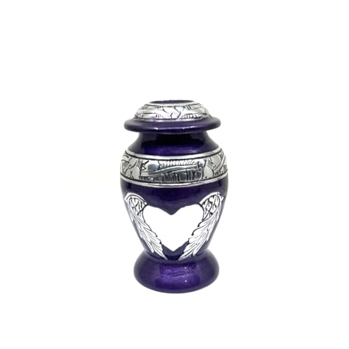 Angel Wings & Heart Cremation Urn (Red Shimmer, Large)' (Purple Glossy, Single - Miniatue) - color: Purple Glossy