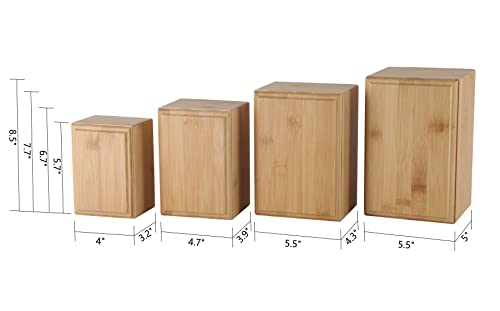 Silicute Medium Bamboo Pet Urns for Dog Ashes, Bamboo Wooden Pet Urn for Funerals and Memorials, Sturdy Wood Keepsake Memory Box