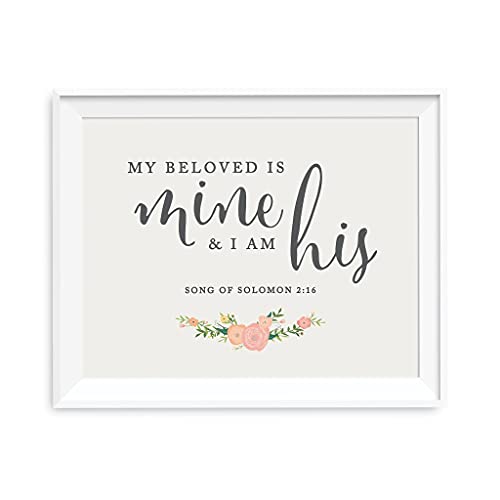 Andaz Press Biblical Wedding Signs, Floral Roses Print, 8.5-inch x 11-inch, My Beloved is Mine and I am His, Song of Solomon 2:16, Bible Quotes, 1-Pack, Unframed - color: Biblical Beloved is Mine