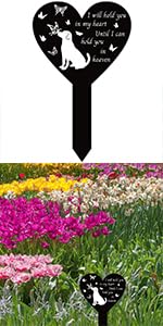 GLOBLELAND Heart Shaped Dog Butterfly Garden Stake for Dogs Memorial Remembrance Plaque Stake Cemetery Acrylic Waterproof Sympathy Garden Stakes for Yard Grave Cemetery - color: Butterfly Dog