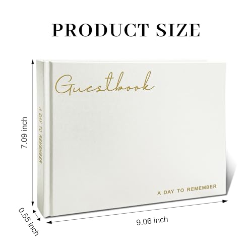 Wedding Guest Book – Guest Book for Receptions, Baby Showers & Celebrations | Milky White Linen Hardcover, Polaroid Guest Book with 100 Blank Pages for Signatures and Photos - color: B Milky White