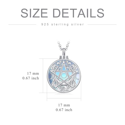 Rose & Daisy Urn Necklace - Sterling Silver Cremation Keepsake Memorial Jewelry - style: Pentagram Urn Necklace-Teardrop