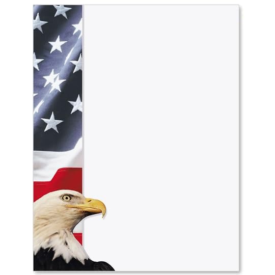 PaperDirect Patriotic Star-Spangled Sky Border Papers, USA Stationery with Light Blue Background, Starbursts and Waving American Flag, 8.5 x 11, Acid-Free, Ideal for Flyers, Invites, Cards, 25 Sheets - color: Patriotic Pride & Freedom