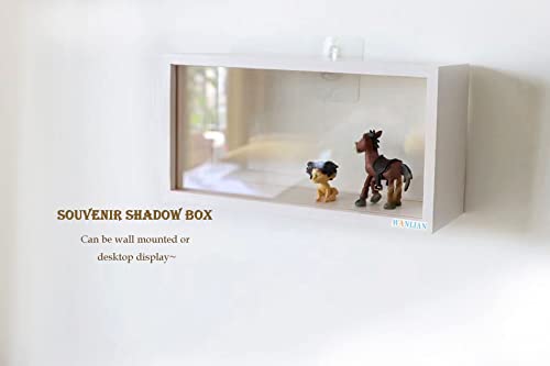 Shadow Box Frame,Wooden Double-Sided High-Definition Plexiglass Storage Box, DIY Display Box, Suitable for Dried Flowers, Specimens, Handicrafts, Baby Souvenirs and Photos (White) - color: White