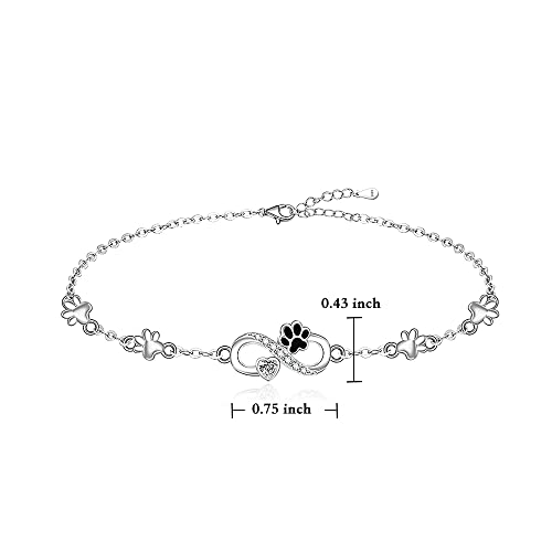 Fenthring Paw Print Bracelet S925 Sterling Silver Infinity Heart Puppy Cat Dog Memorial Mothers Day Bracelets for Women Jewelry Gifts - style: Paw Print-Infinity