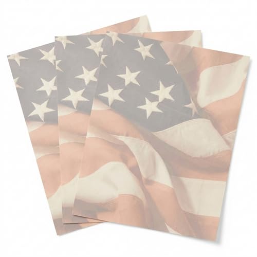 PaperDirect Salute American Flag Border Paper, Vintage Faded Flag Design with Patriotic Flair, 8.5 x 11, Acid-Free, Stationery for Letters, Flyers, Cards, 25 Sheets
