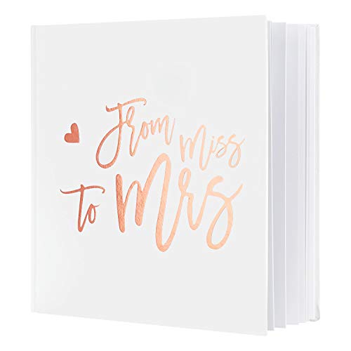 Calculs Polaroid Bridal Shower Guest Book From Miss To Mrs Bachelorette Party Picture Book 8.5” Square Blank Pages, White Cover Rose Gold Foil Stamping - style: Traditional