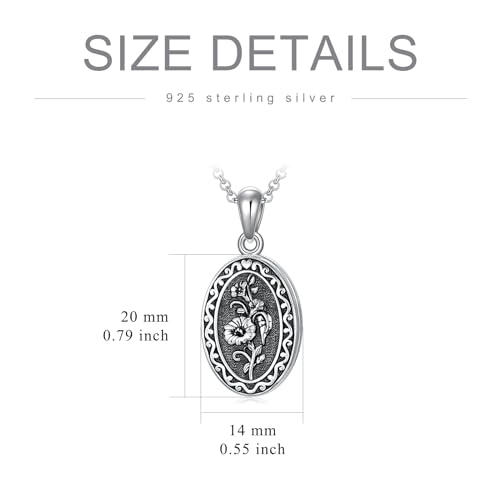 Birth Flower Photo Locket Necklace 925 Sterling Silver 12 Month Locket Necklace with Picture Birth Flower Photo Jewelry Gifts for Women Mother Mom Daughter - color: 09--September-Morning glories, style: 1.no custom