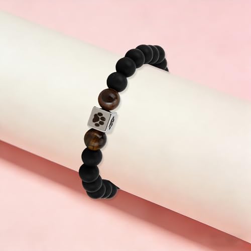 Aelciyue Pet Memorial Mothers Day Birthday Xmas Valentines Day Gifts for Loss Of Cats Dogs Mom Dad Paw Print Gifts Bracelets - style: Black-Dog Memorial