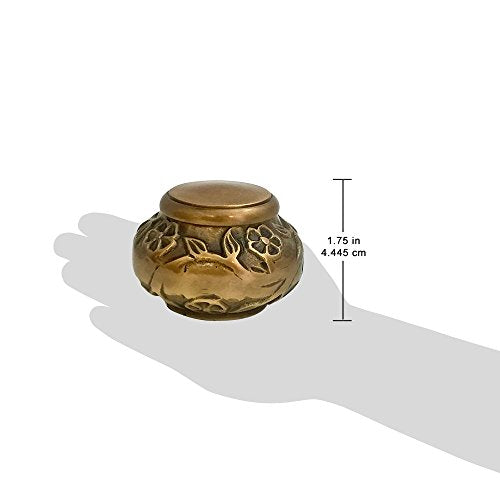 Florence Antiqued Brass Keepsake Urn for Ashes - Small Size - NOT Intended for Full Cremation Ash Quantity - size: Keepsake