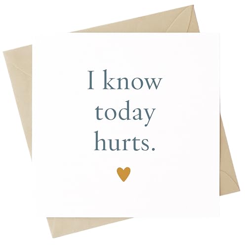 TEEMI-I Know Today Hurts β Minimalist Encouragement Card for Grief, Loss, Depression Support β Blank Inside with Free Comfort Stickers