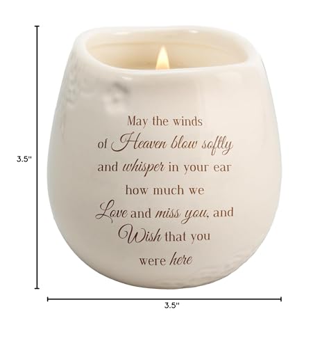 Pavilion Gift Company - Winds of Heaven 8 oz Bereavement Candle, Memorial Gifts for Loss of Mother Father Friend Loved One, Remembrance, Condolences, Sympathy, 1 Count, Cream - style: In Memory, Winds Whisper