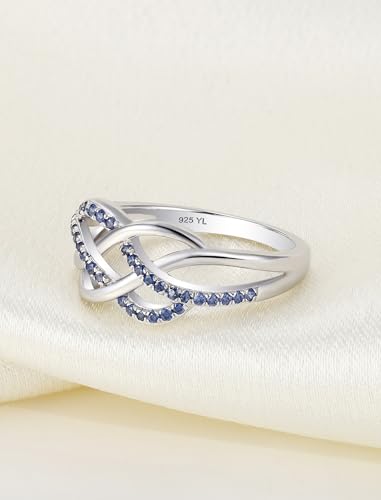 YL Celtic Knot Rings 925 Sterling Silver Twisted Knot Ring Birthstone Infinity Statement Jewelry for Women-size5 - color: 12-tanzanite-Dec