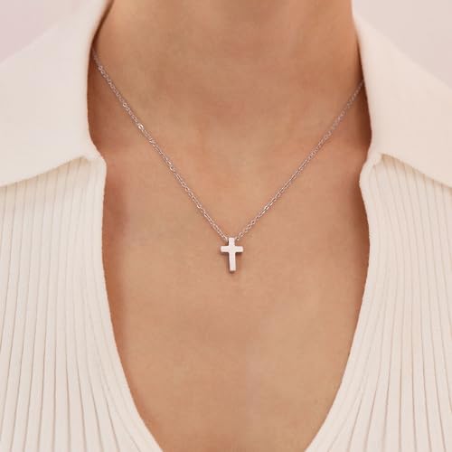 Cremation Jewelry Cross Urn Necklaces for Ashes for Women Men Memorial Keepsake Pendant Human Ashes - color: Silvery