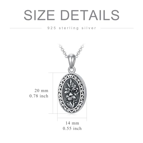 Birth Flower Photo Locket Necklace 925 Sterling Silver 12 Month Locket Necklace with Picture Birth Flower Photo Jewelry Gifts for Women Mother Mom Daughter - color: 05-May-lily, style: 1.no custom