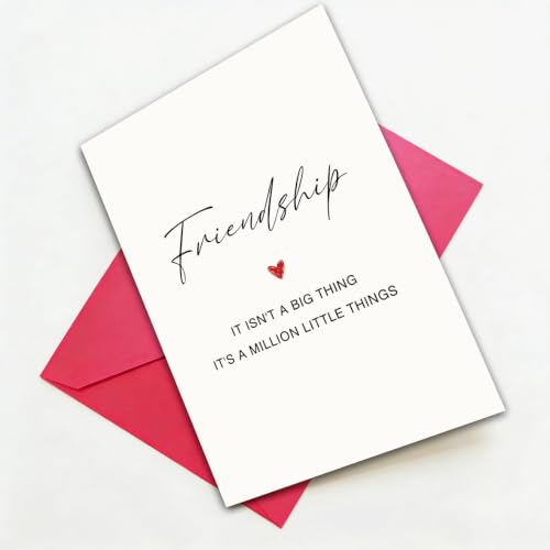 Friendship Card, Best Friend Card for Women, Thinking of You Card for Friend, Friendship Gift for Bestie, with Red Envelope and Gold Seal Sticker, Blank Inside, 5 x 7 Inches - color: BT-463