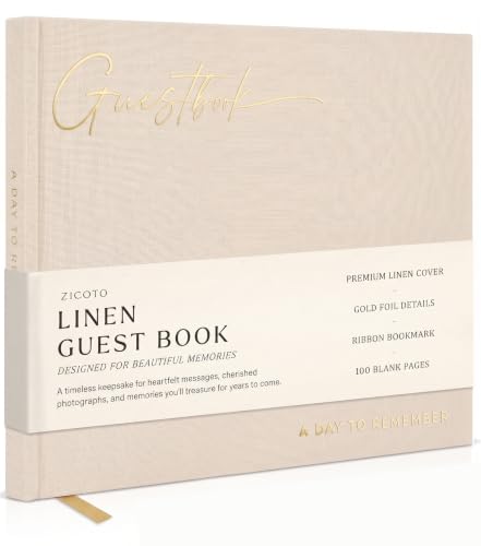 Beautiful Wedding Guest Book for Your Wedding Reception w/ Polaroid Photos | Simply Elegant Guestbook to Sign in and Add Photos - The Perfect Baby Shower Guest Book for the Special Day - color: Beige