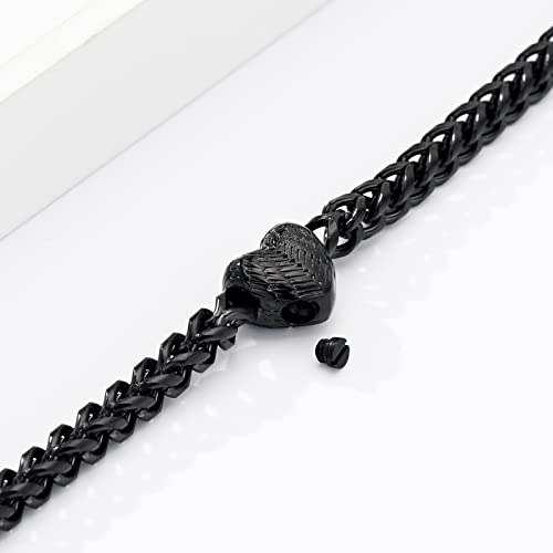 Heart Urn Link Bracelet for Ashes for Women Stainless Steel Cremation Jewelry Adjustable Keepsake Bangle Memorial Gift - color: B