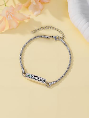WINNICACA Urn Bracelet for Ashes 925 Sterling Silver Abalone Shell Sunflower/Butterfly/Turtle Cremation Jewelry for Ashes Keepsake Pendant Locket Bracelet for Women Gifts - style: Tree of Life Mother Daughter Urn Bracelet