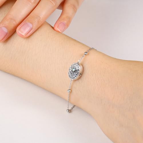 MANBU Sterling Silver Cremation Bracelet for Ashes - style: dragonfly urn bracelet