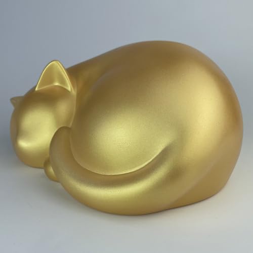 Sleeping Cat Memorial Urn,Cremation Keepsake (Yellow) - color: Yellow