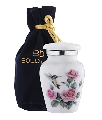 BOLD & DIVINE Beautiful Hummingbird Small Keepsake Urns |for Human and Pet Ashes | with Velvet Bag & Funnel - 1 Quantity