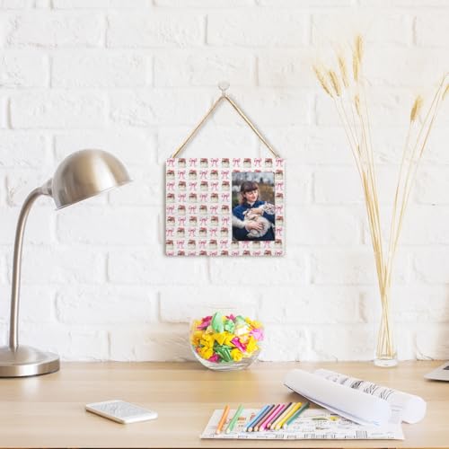 Coquette Pink Bow Cat Girl Picture Frame 4x6,Cat Lovers Mom Lady Gifts for Women Girls Preppy Girly Cute Kitten Wall and Tabletop Display Picture Photo Frames for Girls Room Dorm Apartment - color: Pink Bow Cat