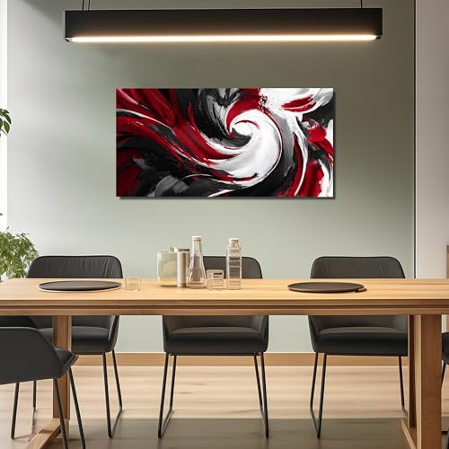 JuhaiArt Black Wall Art Abstract Wall Painting for Living Room - color: Red, size: 48"L x 24"W