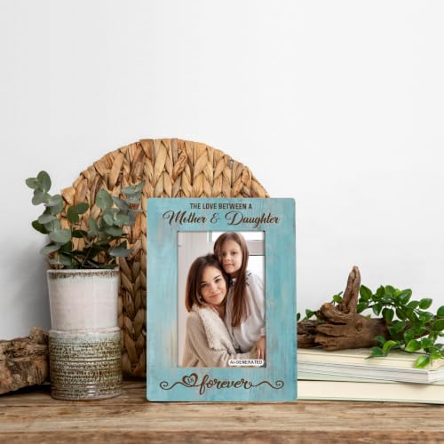 Mother Daughter Photo Frame Gift, Beautiful Mom Birthday Gifts, Christmas Gifts, The Love Between A Mother & Daughter is Forever Photo Frames, Farmhouse Wooden Picture Frame Gift B1 - color: BlueA